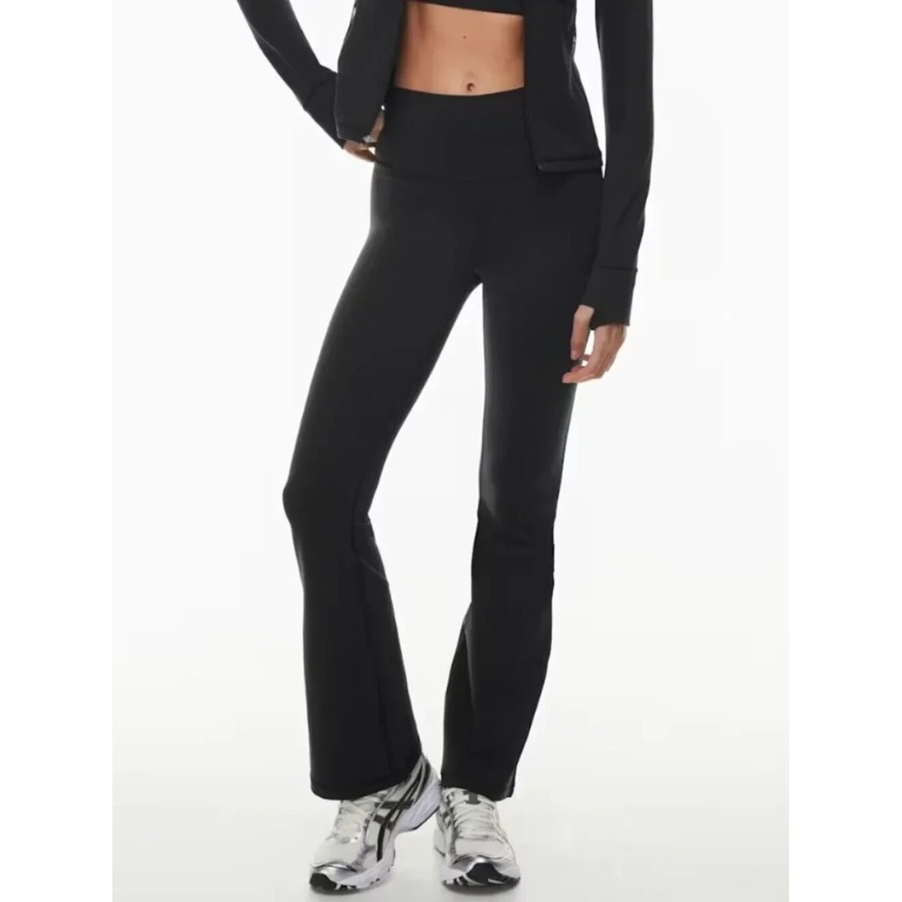 TNA TnAction Aritzia Pants High Rise Flare Leggings Black Athleisure Butter